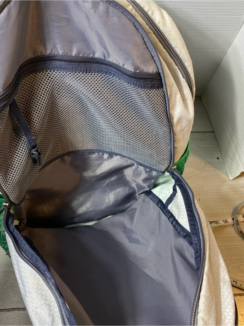 Adidas LoadSpring Gray & Green Geometric Pattern Backpack Rucksack Mesh Pockets